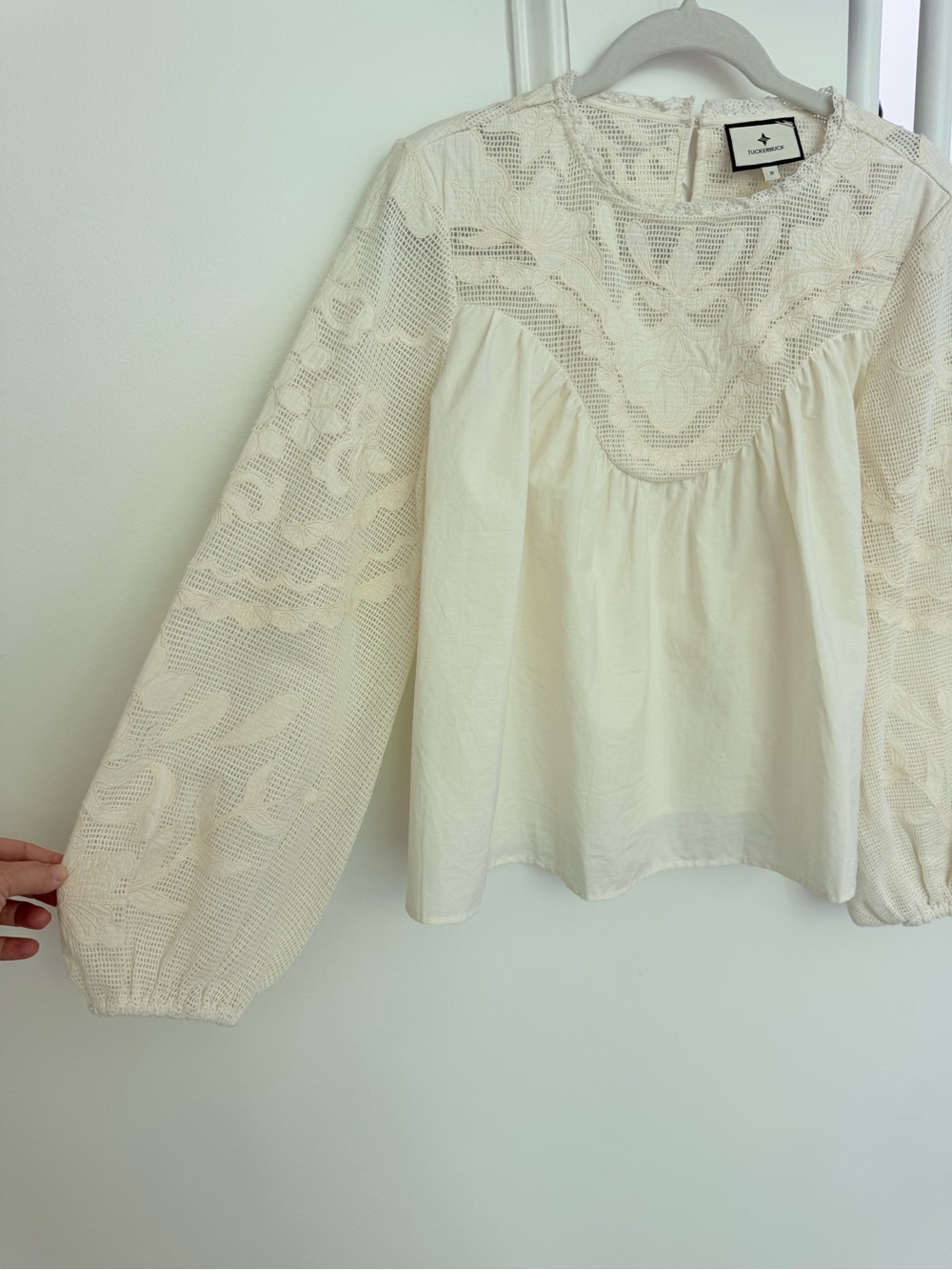 TUCKERNUCK Ivory Patchwork Embroidered Cressida Blouse - size small - Picture 7 of 12